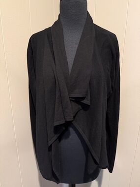 Repeat Black Open-Front Draped Women's 40/Medium Cardigan Cashmere